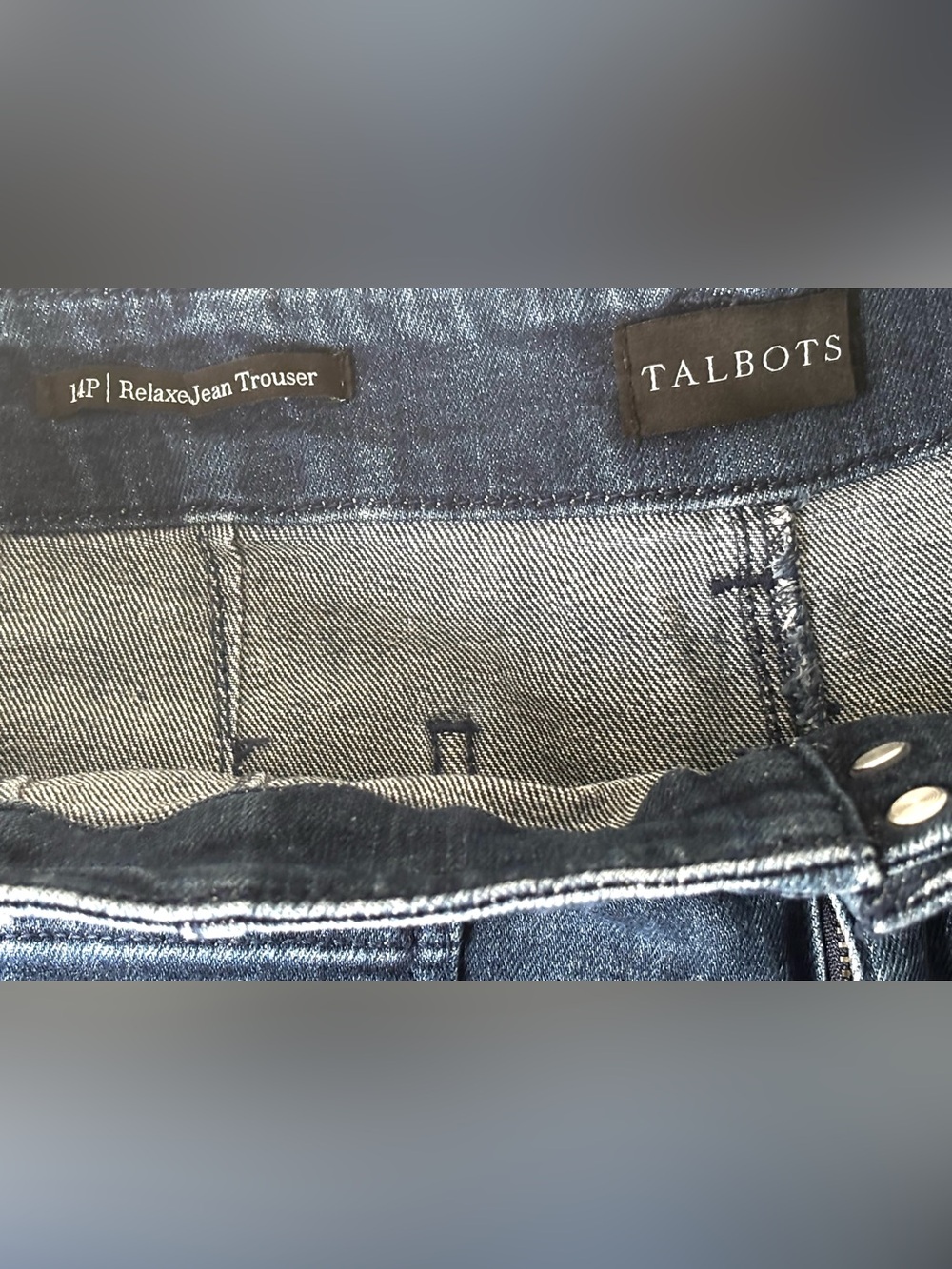 Talbots Relaxed Jean Trousers Size 14P Petite Blue Denim - Picture 3 of 4